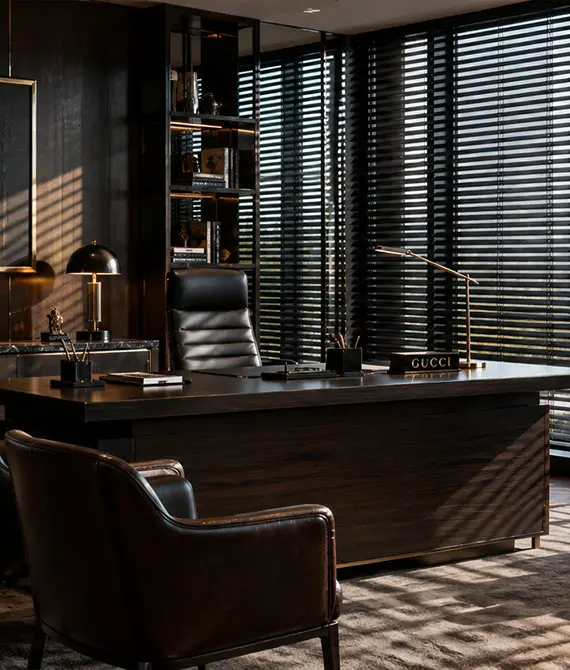Gucci Office Motorised Blinds by Aura Curtains
