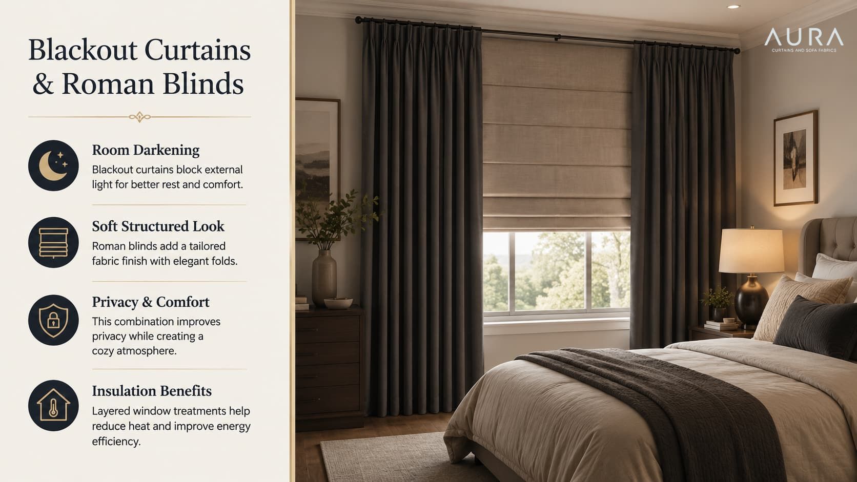 Blackout Curtains & Roman Blinds