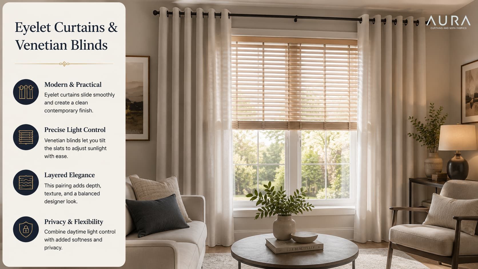 Eyelet Curtains & Venetian Blinds