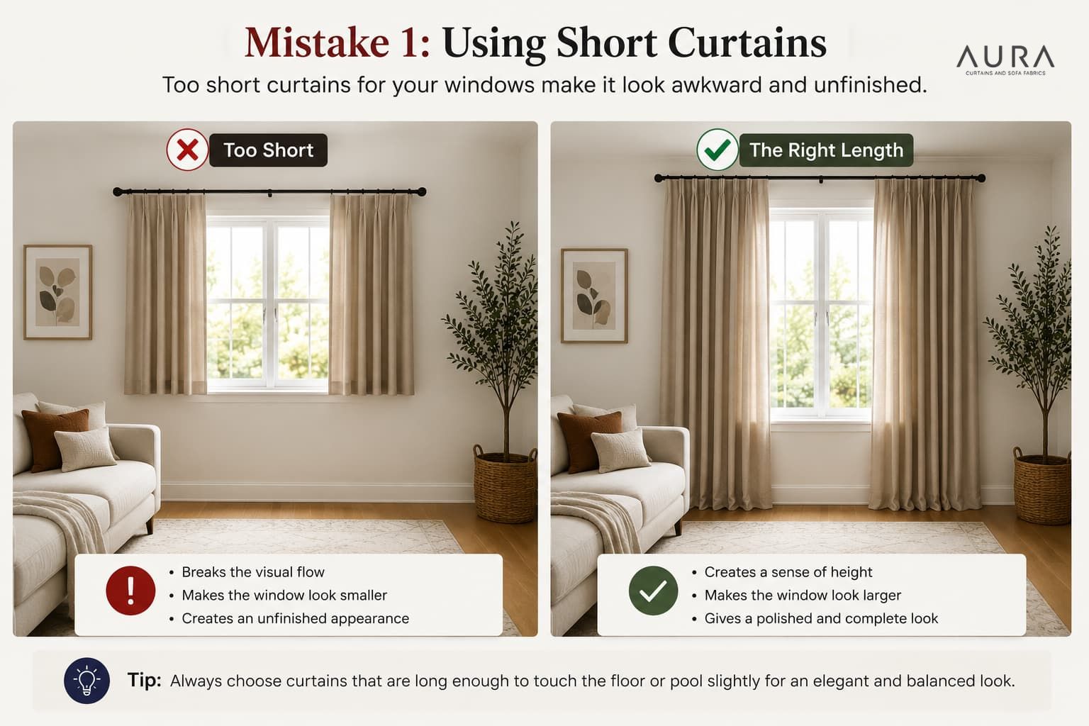 Using short curtains