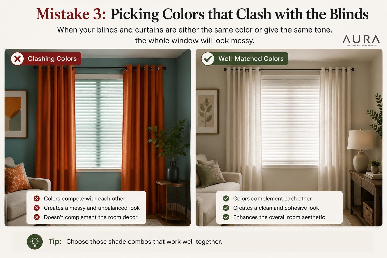 colors that clash with the blinds