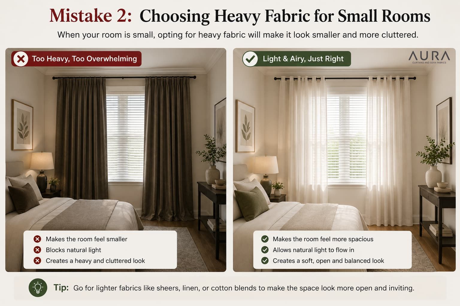 heavy fabric for small rooms