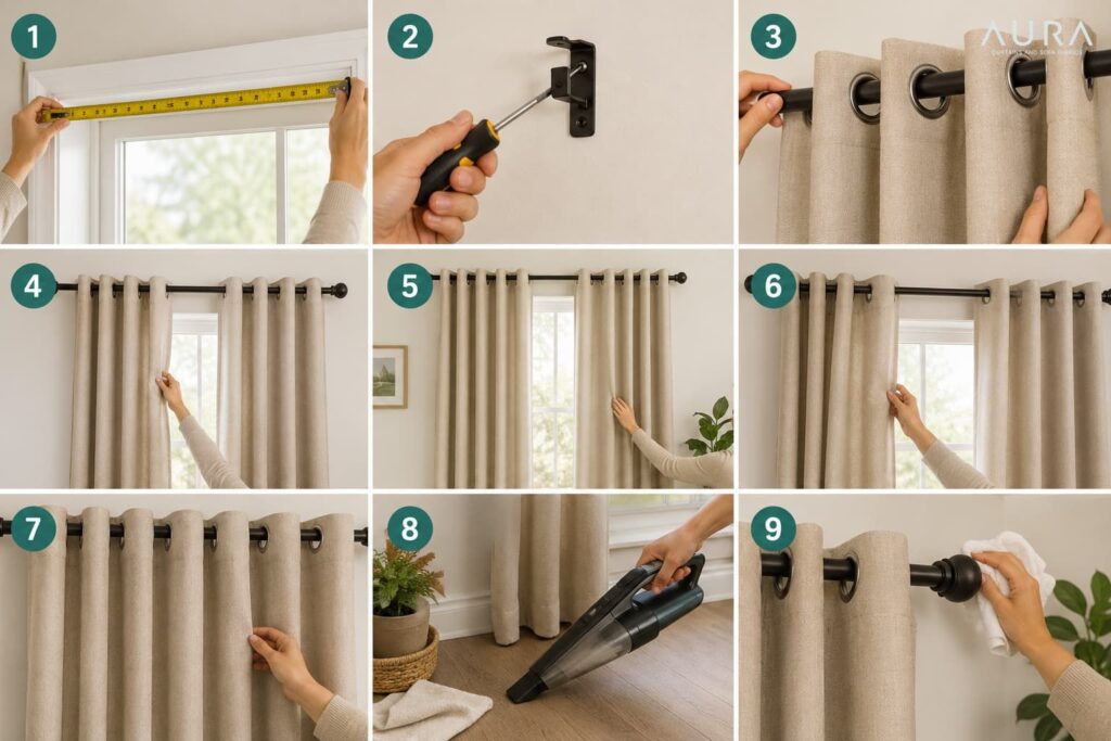 9 Steps to Hanging Grommet Curtains