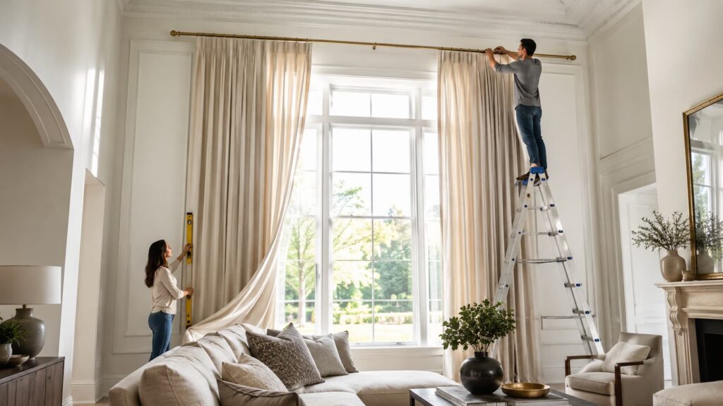 DIY Installation for Flawless High Ceiling Curtain Finish