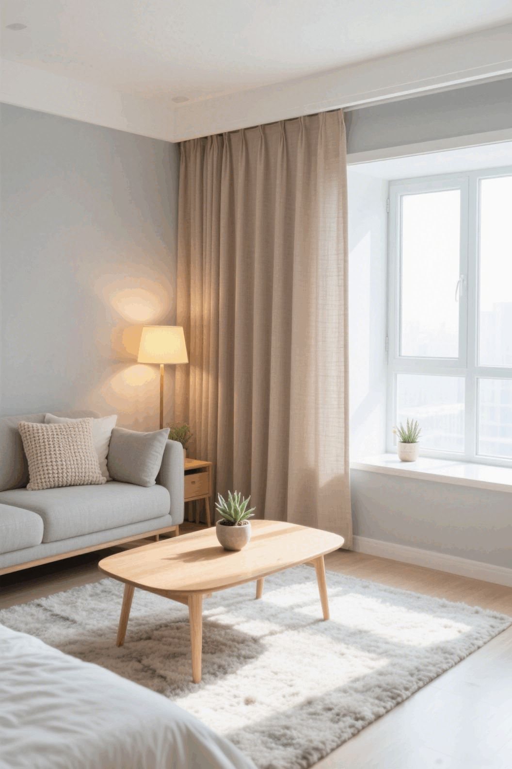 beige curtains for grey living room