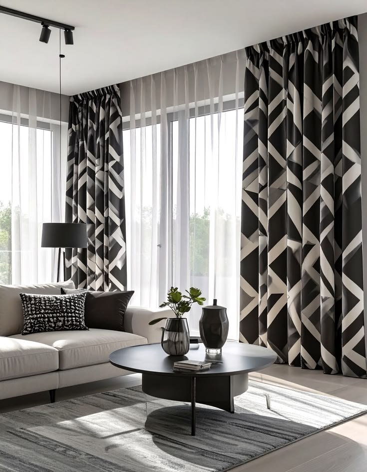 Black and White Geometric Curtains