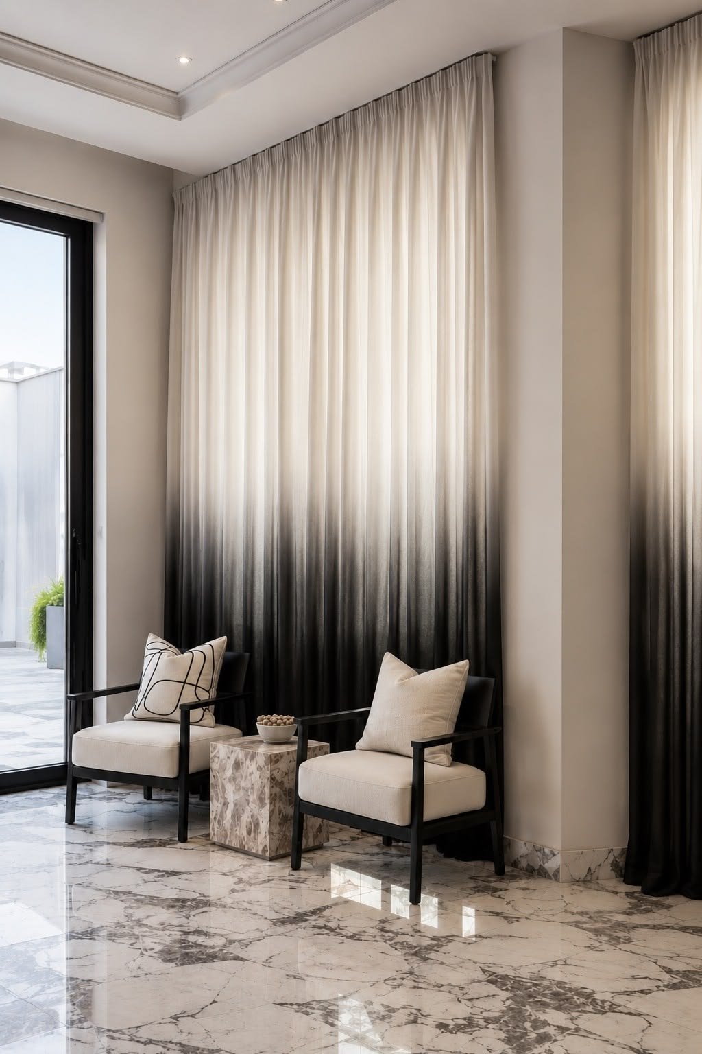 Black-and-White Ombre Curtains