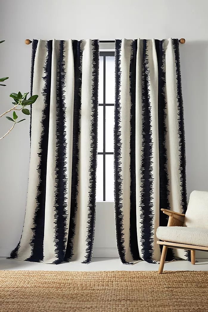 Black and White Pinch-Pleat Curtains