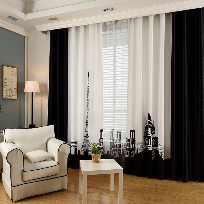 Black and White Two-Tone Curtains