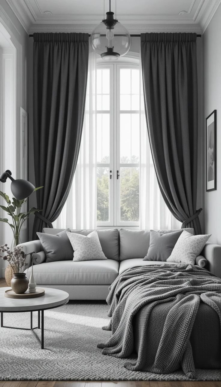 charcoal curtains for grey living room
