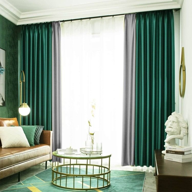 emerald green curtains for grey living room