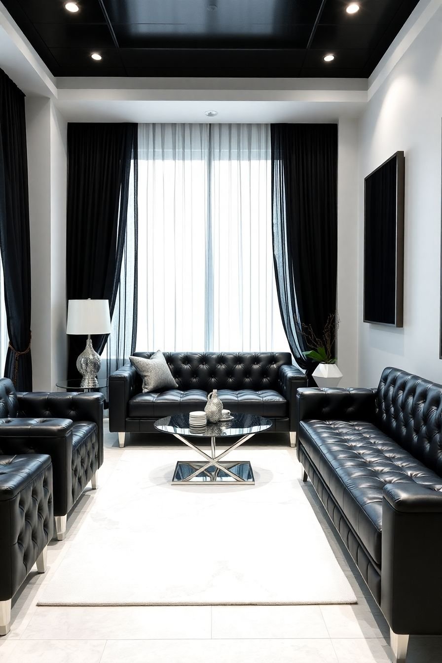 Floor-to-Ceiling Black and White Curtains