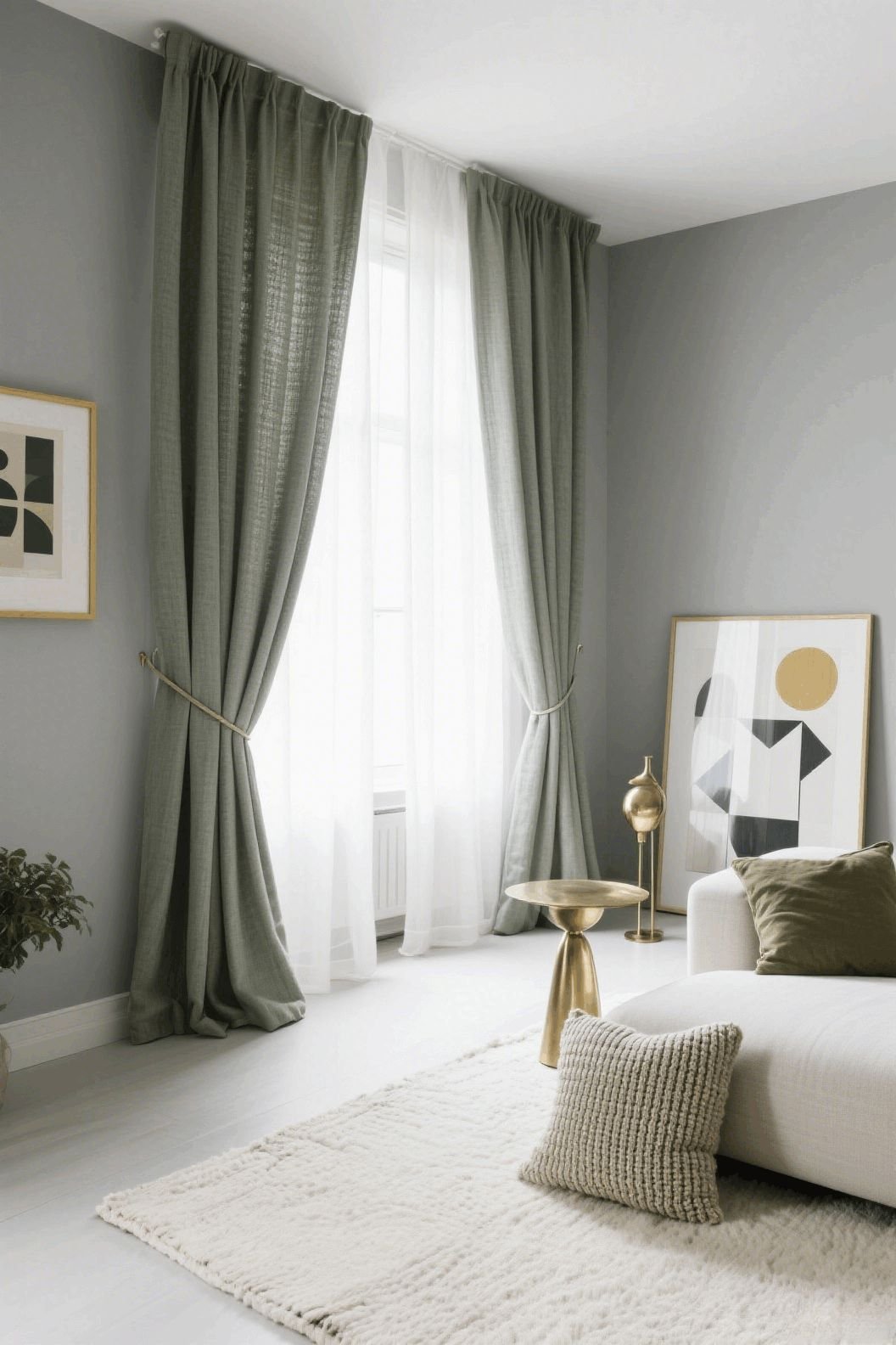 olive green curtains for grey living room