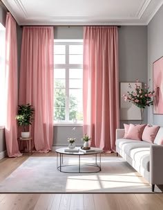 soft coral curtains for grey living room